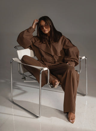 Brown RAVON SET sweatshirt and pants