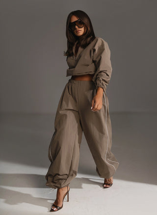 ONYX SET sweatshirt and wide trousers brown