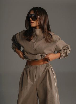 ONYX SET sweatshirt and wide trousers brown