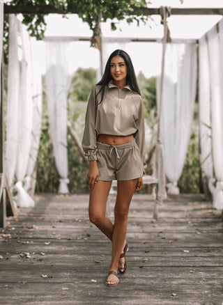 ICONIC SET jacket and pants set, dark beige