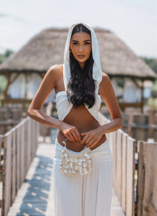 RIVIERA MUSE SET ecru top and pants set beige ecru