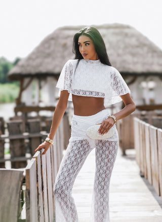 INSTALOVE SET ecru lace blouse and pants set