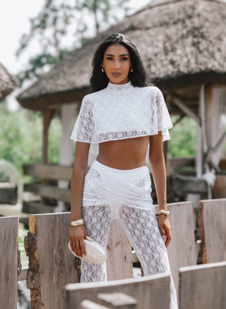 INSTALOVE SET ecru lace blouse and pants set